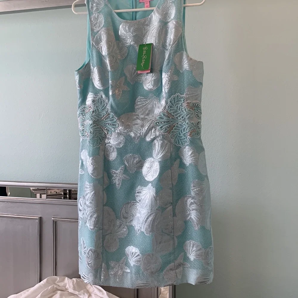 Lilly Pulitzer Aqua and Silver Mini Dress - Picture 4 of 12